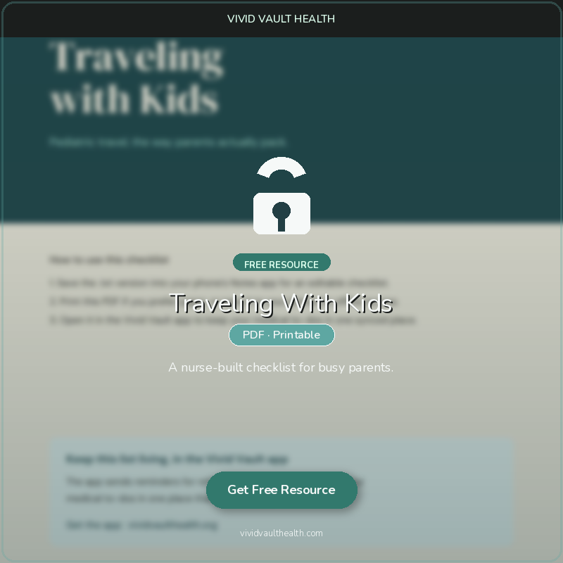 International Travel Checklist preview — a nurse-built one-page PDF